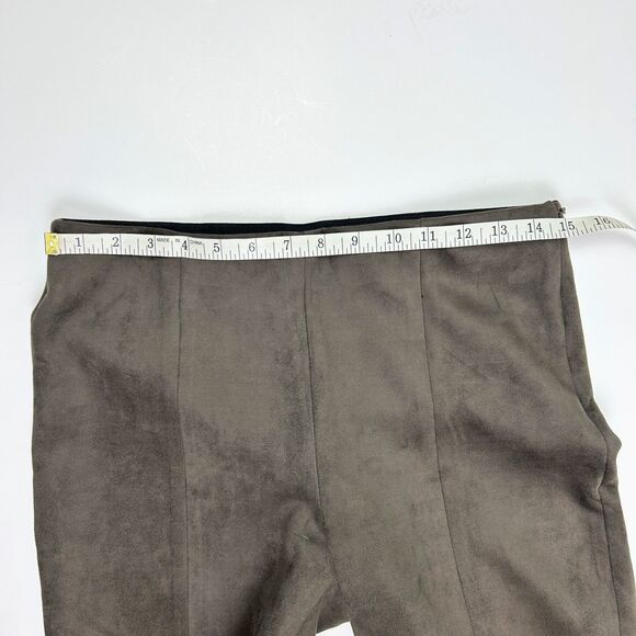 Zara Basic Micro Suede Skinny Pants Leggings Taupe Brown Stretch Equestrian sz L - Picture 8 of 13